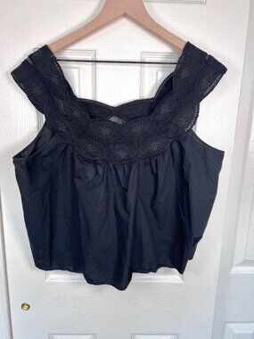 J.Crew Swingy Lace Top Eyelet Black Size XL